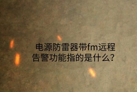 電源防雷器帶fm遠程告警功能指的是什么？
