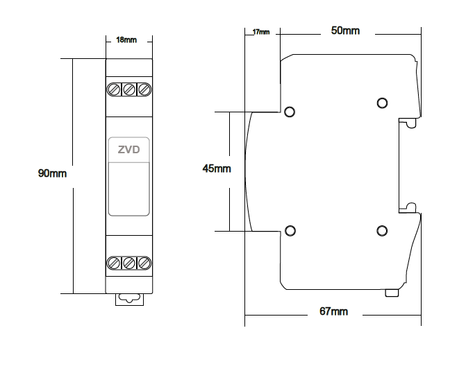 網絡類B2類SPD浪涌防雷器尺寸圖 B2類電涌保護器SPD-慢上升率試驗類型的浪涌保護器